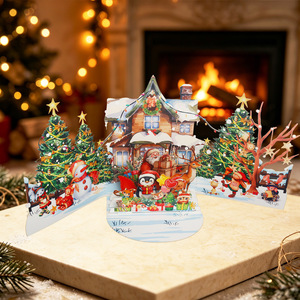 3D Christmas greeting card Luxurious surprise pop up greeting card 3D Santa Claus and Christmas tree In stock High quality - Product Image 1