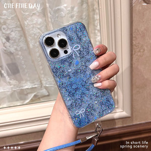Coque de téléphone antichoc à paillettes en colle époxy, pliable à chaud, pour iPhone 17 Pro Max, motif chat bleu original, décontractée pour iPhone 16 - Product Image 3