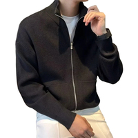 Ventes Flash Usine – Cardigan Homme Tricoté Couleur Unie avec Fermeture Éclair, Col Montant, Coupe Slim, Entièrement Zippé – Manteau Pull Homme Automne Hiver