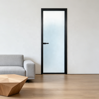Porte intérieure en verre dépoli pour salle de bain, toilettes, chambre, hôtel, cuisine, porte battante latérale en aluminium