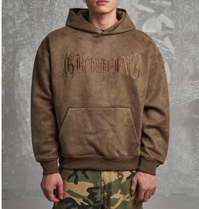 เสื้อฮู้ดแฟชั่นโอเวอร์ไซส์ผ้าคอตต้อนปักลาย500gsm เน้นไหล่ขนาดใหญ่พิเศษ - Product Image 3