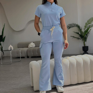 Set di Uniformi Mediche Personalizzate per Uomo, Completo Blu da Infermiere con Pantaloni Jogger Alti, Set Completo di Divise Sanitarie per Uomo - Product Image 2
