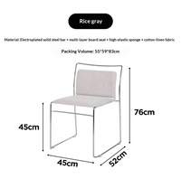 Chaise de salle à manger en acier de style vintage, design Bauhaus, idéale pour les petits espaces, chaise d'étude haut de gamme tendance, empilable, confortable pour café