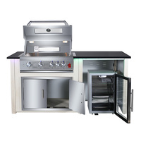Kabinet Dapur Luar Ruangan dengan Panggangan BBQ Gas Terintegrasi, Rangka Aluminium Tahan Panas dan Tahan Air, Kaki yang Dapat Disesuaikan, dan Perangkat Pengaman Api