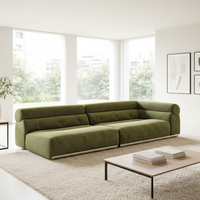 Canapé modulaire sectionnel Coup, style italien minimaliste de luxe, structure en aluminium courbée, revêtement en cuir véritable et tissu en laine pour villa