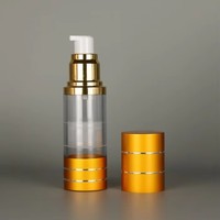 Flacon pulvérisateur sans air en plastique pour soins de la peau, rechargeable, argenté, 10 ml, 15 ml, 30 ml, 50 ml, 80 ml, 100 ml, avec revêtement en aluminium