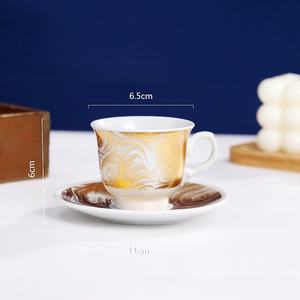 Nuevo Juego de Tazas de Café de Cerámica Europea, Tazas de Café Doradas de Alta Gama para Oriente Medio, 6 Tazas y 6 Platos para el Té de la Tarde - Product Image 3
