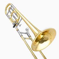 F/Bb Key Tenor Trombone BASS Range Gold Lacquer Brass Portable Instrument with 12.6mm Bore Size
