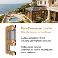 Ventanas Corredizas Horizontales de Madera y Aluminio con Triple Acristalamiento, Diseño Rústico, Pantalla de Acero Inoxidable, Aislamiento Térmico para Villas y Hoteles