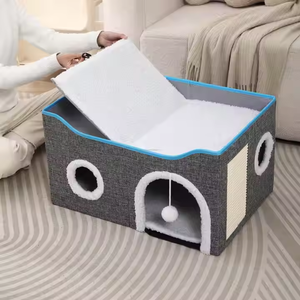 Modern Rectangle Warm Cat <strong>Bed</strong> Foldable Detachable Case Portable Wooden <strong>Pet</strong> House For All Seasons For Outdoor Use - Product Image 3