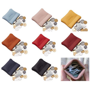 Leather Squeeze <strong>Coin</strong> Purse Pouch Change Holder <strong>Coin</strong> Purse Solid Black Red <strong>Money</strong> <strong>Bag</strong> - Product Image 2