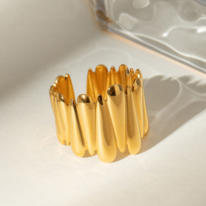 รูปทรงหยดน้ำทองสแตนเลสสตีลแหวนเปิดได้ของขวัญเครื่องประดับแฟชั่นสำหรับทุกเพศ - Product Image 3