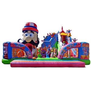 Diversión comercial al aire libre serie <span class=keywords><strong>de</strong></span> boca móvil combinación <span class=keywords><strong>de</strong></span> trampolín inflable <span class=keywords><strong>de</strong></span> ciudad con tobogán y carrera <span class=keywords><strong>de</strong></span> obstáculos - Product Image 1