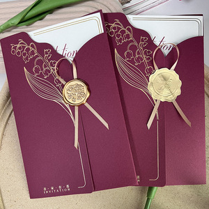 Hochwertige Papier hochzeits einladungen Handgemachtes Blumen thema Thermo transfer Gedrucktes kunden spezifisches Design Großhandel - Product Image 2