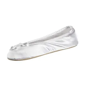 Ladies Ballerina Shoe White flat Slippers Cute House Shoes with Suede Sole Indoor