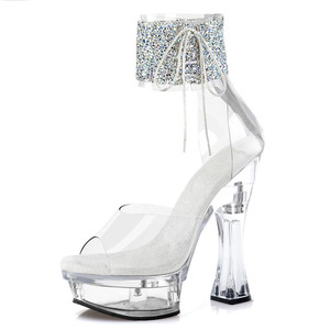 Talons aiguilles transparents en cristal pour femmes, 15 cm et 20 cm, chaussures de pole dance à plateforme pour femmes - Product Image 2