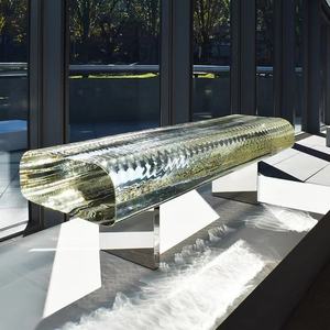 Tabouret en verre de luxe, décoration en cristal, tabouret bas en métal, banc en acier inoxydable, créateur, pilier transparent - Product Image 2