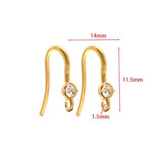 Cierre de gancho de pendiente de circón de alambre de oreja chapado en oro de acero inoxidable hipoalergénico con lazo para fabricación de joyas de mujer DIY a granel - Product Image 3