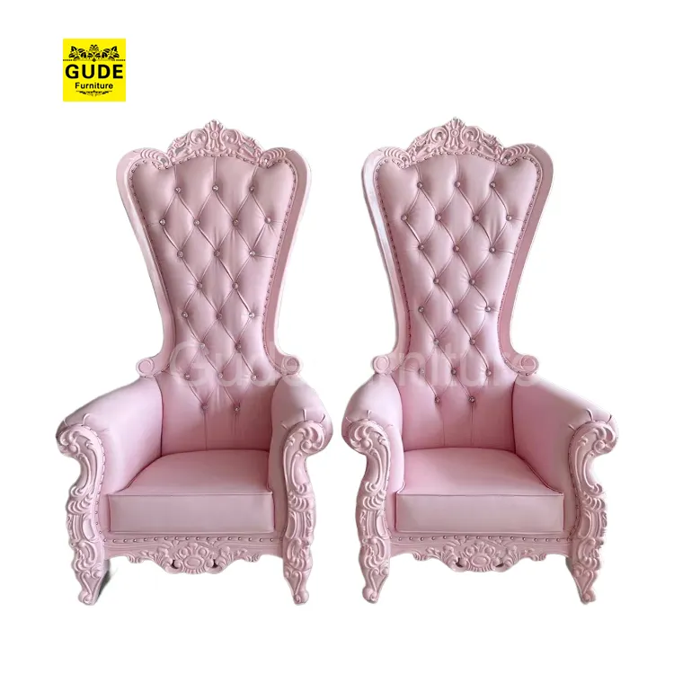 दुल्हन और दुल्हन के लिए गर्म नया डिजाइन गुलाबी उच्च बैक किंग सिंहासन शाही कुर्सी