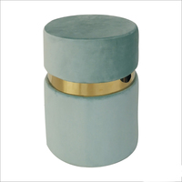 Tabouret pouf banc rond fantaisie à base de mousse de tissu de velours jaune doux habillage maquillage velours tabourets pouf doux chaises