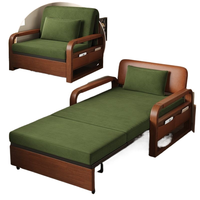 Nuevo Modelo YBC, Sofá Cama Extensible Plegable Cuadrado de Estilo Chino, Cuero Encerado, Doble Uso, Dos Plazas, para Sala de Estar, Sistema Push-Pull