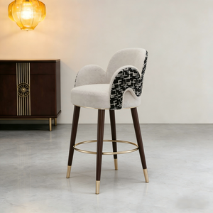 Tabouret de <span class=keywords><strong>bar</strong></span> moderne de luxe en bois massif avec siège rembourré en velours, design stable pour cafés, bars, salles à manger et îlots de cuisine - Product Image 3