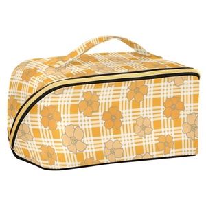 Hawaii Palaka Design Large Capacity Foldable Durable Portable Yellow Puakenikeni Flower Cosmetic Travel Zipper Waterproof Makeup - Product Image 1
