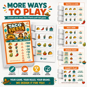Data Security Taco Fiesta Pull Tab Cards Custom Gameplay Symbols Prize Plan Break Open <b>Tickets</b> for Restaurants and Fundraisers - Product Image 4