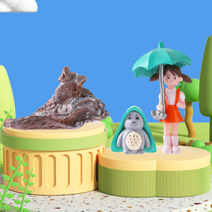 ตุ๊กตาจิ๋วสำหรับจัดสวน รูปเด็กผู้หญิงถือร่มและสัตว์เลี้ยง ทำจาก PVC ของตกแต่งสร้างสรรค์ สำหรับตกแต่งภายในและภายนอกอาคาร แบบตั้งโชว์ได้ - Product Image 3