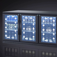 Kulkas Mini Bar Pintu Ganda Model Showcase Suhu Tunggal Pendingin Udara Kabinet Pendingin Bar Belakang Baja Tahan Karat Digital