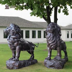 Trang trí ngoà<span class=keywords><strong>i</strong></span> trờ<span class=keywords><strong>i</strong></span> cặp kích thước lớn màu đen đồng bức tượng sư tử - Product Image 6
