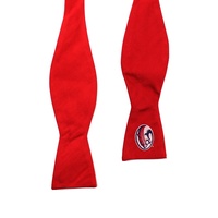 Noeud papillon ajustable en soie tissée 100% avec bordure rouge, à nouer soi-même, logo personnalisé, pour hommes