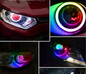 APP sogno colorato angelo occhi anello alone 60/70/80/90/95/100/110/120MM auto luce di guida decorazione ambiente DRL 12V 2 4 in uno - Product Image 6