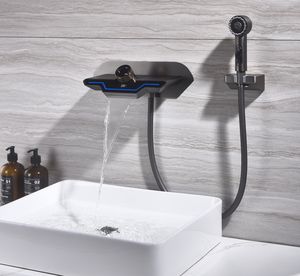 2025 pistolet à froid chaud gris mélangeur <span class=keywords><strong>d</strong></span>'eau affichage numériquemontage mural cascade bassin salle de bain <span class=keywords><strong>évier</strong></span> robinet mural <span class=keywords><strong>avec</strong></span> <span class=keywords><strong>douchette</strong></span> - Product Image 1