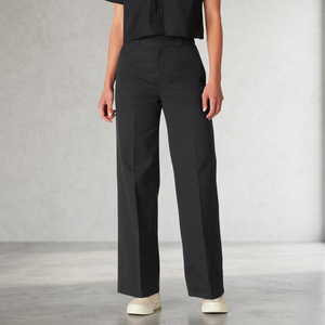 Women's High Waist Wide Leg Pants Solid Black Anti-Wrinkle Casual Full Length <b>Trousers</b> - Product Image 3
