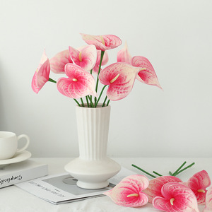 Flores de Anturio Simuladas Rojas, Arreglo Floral Artificial para Decoración del Hogar, Bodas y Accesorios de Fotografía - Product Image 5