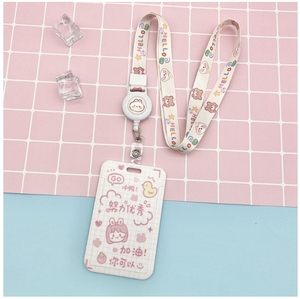 Moulinet rétractable télescopique pour porte-carte d'identité avec lanière fleur imprimée boucle coulissante ouverte porte-carte d'identité Clip école - Product Image 5