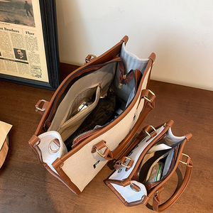 Toile brodée de haute qualité avec logo personnalisé Sac à main de luxe en coton pour femmes avec logo personnalisé - Product Image 4