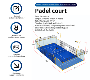 Système <span class=keywords><strong>de</strong></span> terrain <span class=keywords><strong>de</strong></span> padel conçu pour les projets commerciaux, fournisseur mondial <span class=keywords><strong>de</strong></span> terrains <span class=keywords><strong>de</strong></span> padel panoramiques classiques <span class=keywords><strong>de</strong></span> 10*20m avec normes CE européennes - Product Image 2