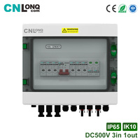 Boîtier de Combinaison Solaire Photovoltaïque CNLONQ OEM/ODM 3 Entrées 1 Sortie DC500V 3 Chaînes IP65 PC+ABS IEC pour Distribution et Protection