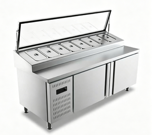 <span class=keywords><strong>Table</strong></span> de préparation professionnelle intégrée réfrigérateur-congélateur en acier inoxydable, idéale pour les pizzerias – Meilleures ventes - Product Image 2
