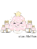 LETOP 1pcs Merry Pink Christmas Tree 16oz Libbey Glasses Wraps DIY Custom Decals UV for DTF Sticker for Bottles Cups and Cans