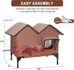 Beheizte Hundehütte Winter Große Outdoor Umwelt freundliche Stoff Wetterfeste Hochbett Flucht tür Isolierte Schutz heizung für - Product Image 5