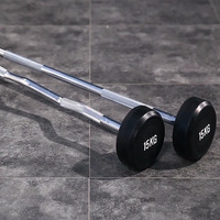 Barre de musculation fixe en fonte et acier recouverte de caoutchouc pour la remise en forme à domicile, barre courbée de 1,2 m, équipement de musculation, logo personnalisable