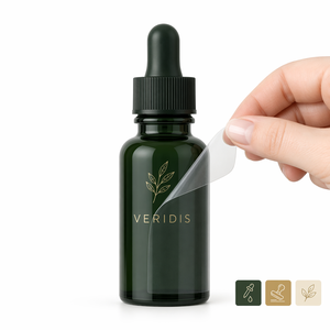Étiquette personnalisée <span class=keywords><strong>en</strong></span> or mat avec transfert UV pour soins de la peau, pour emballages cosmétiques naturels <span class=keywords><strong>en</strong></span> verre, plastique recyclé et film écologique - Product Image 1