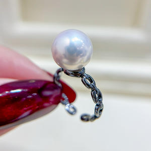 Anneau en argent S925, accessoire de fabrication de bijoux en perles, support pour perles de 6 à 8 mm, édition feuille vide, anneau 1941 - Product Image 3