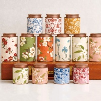 Belle boîte en métal hermétique à motif floral, vide, en kraft, pour collations, aliments, thé