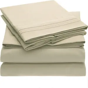 deep pocket cotton bedding 100% polyester Hotel White Bedsheet 4 Piece Bed Sheet Set