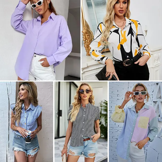 Camisa de moda para mujer Slim Fit Top Camisa de moda para mujer Ropa de ocasión formal versátil Estilo de mezcla y combinación Envío aleatorio