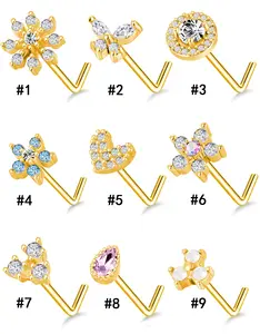 Europa y los Estados Unidos nuevo lindo Corazón de dibujos animados corona circón nariz anillo personalidad Color Stud Piercing joyería femenina